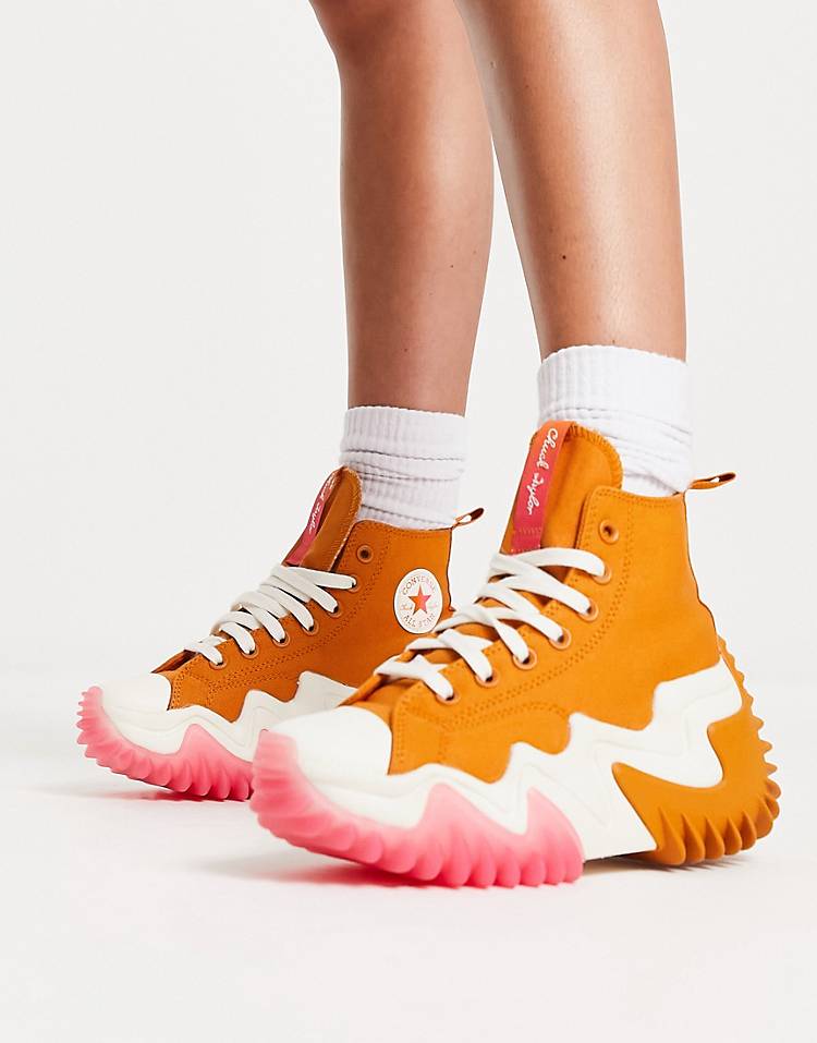 Converse Run Star Motion Hi sneakers in orange and pink